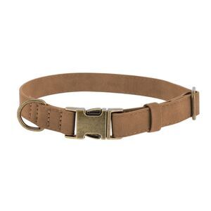 Soft PU Durable Dog Collar with Quick Release Metal Buckle Medium Brown